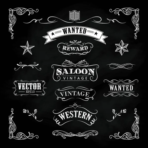 Batı el çizilmiş yazı tahtası afiş vintage rozet vektör