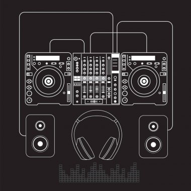 Dj mixer sound turntables headphone isolated vector clipart