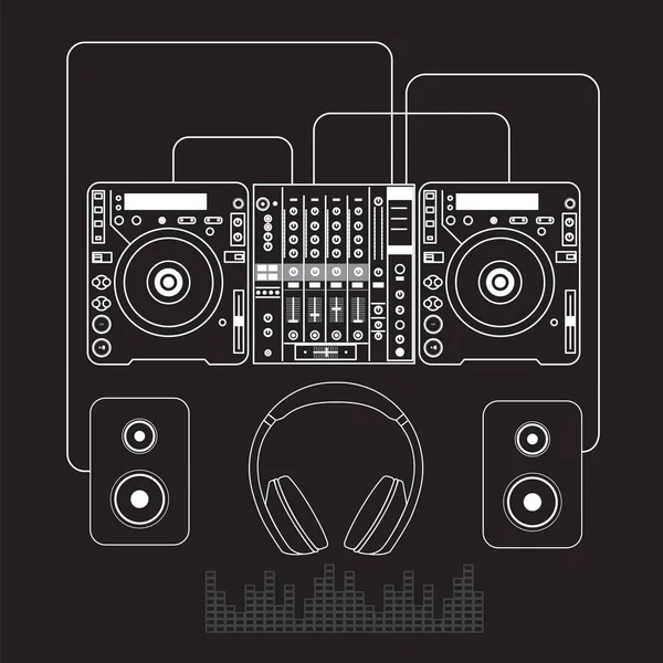 DJ mixer ses turntable kulaklık izole vektör