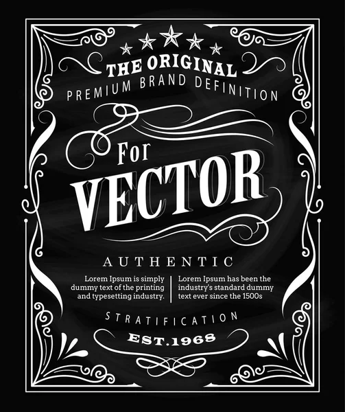 Antieke label typografie posterontwerp vintage frame schoolbord — Stockvector