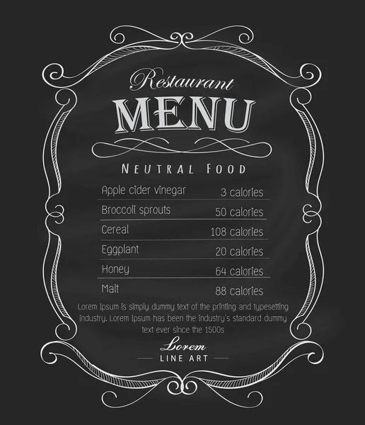Restaurant menu ramka tablicy ręcznie rysowane etykieta vintage wektor — Wektor stockowy