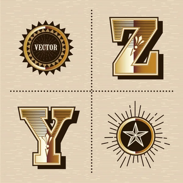 Vintage západní abecedy písmena písmo návrhu vektorové ilustrace — Stockový vektor