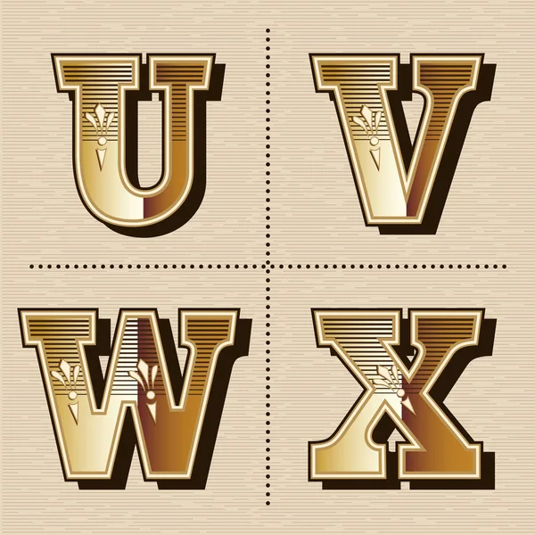 复古西方字母字体设计矢量插图 — 图库矢量图片