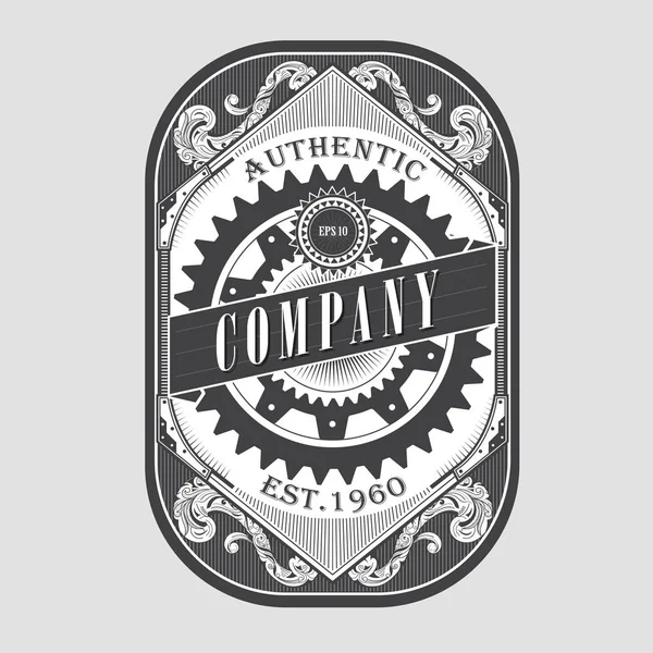 Antique steampunk label vintage frame retro border engraving vec — Stock Vector