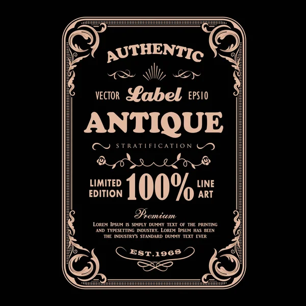 Antique frame vintage badge label typography design vector — Stock Vector