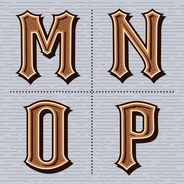 西文字母复古设计向量 (m, n, o, p) — 图库矢量图片
