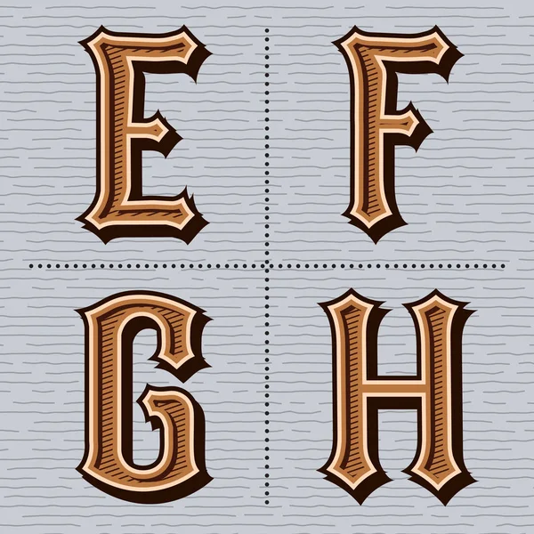 字母西方字母复古设计向量 (e, f, g, h) — 图库矢量图片