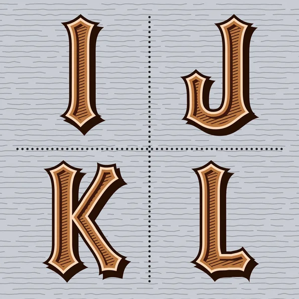字母西方字母复古设计向量 (i, j, k, l) — 图库矢量图片
