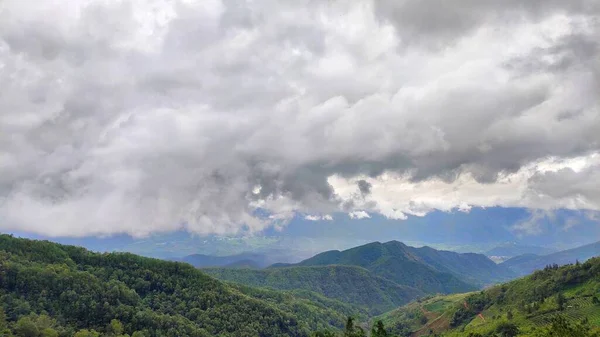 stock image beautiful landscape with mountains and clouds