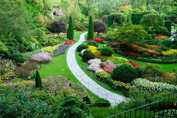 Mooie Tuin Met Bloemen Het Park — Stockfoto