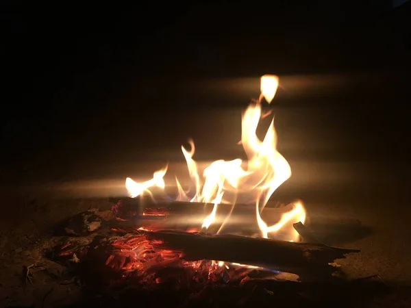 stock image fire flames on a black background