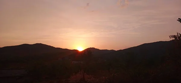 stock image beautiful sunset over the mountains