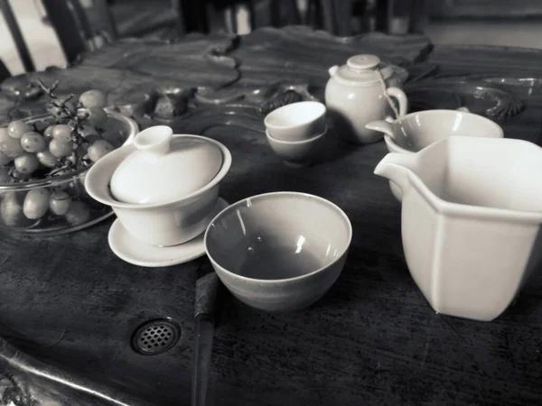 white ceramic bowls with a bowl of coffee and a cup of tea