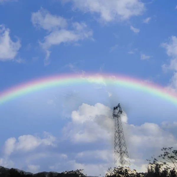 rainbow sky with clouds