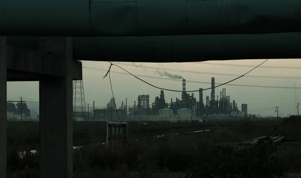 industrial factory, architecture, construction and people concept-close up of the city