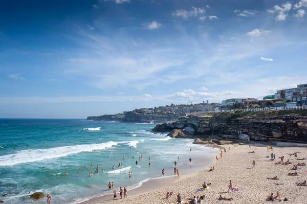 beautiful beach with a lot of people on the coast of the mediterranean sea in the north of israel