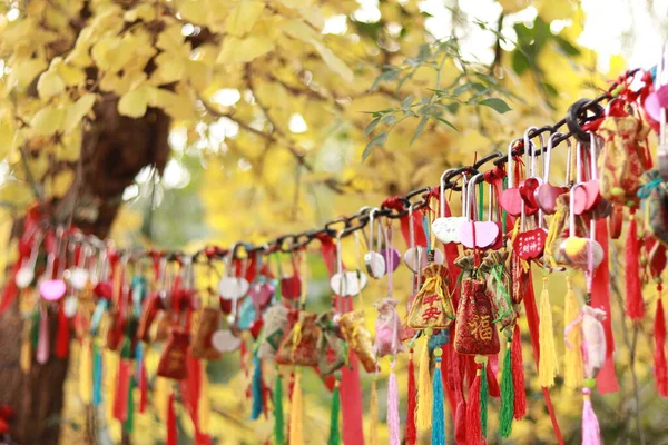 colorful hanging flags on a rope