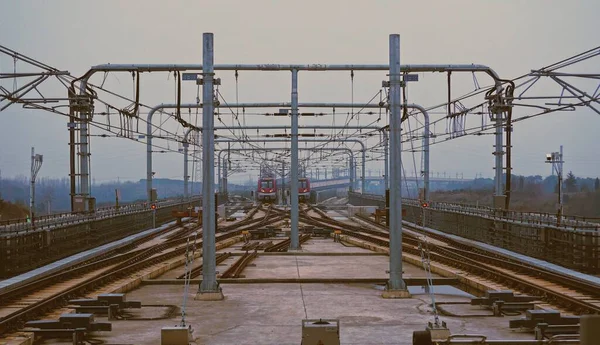 railway tracks on the road