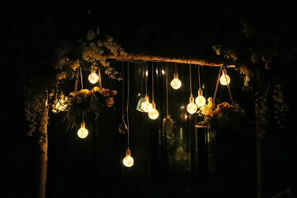 light bulbs hanging on a ceiling