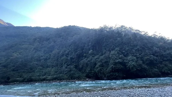 beautiful landscape with a waterfall