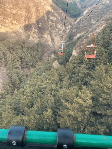 view of the cable car on the top of the mountain