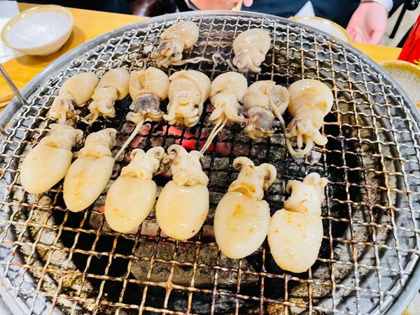 grilled squid on the grill