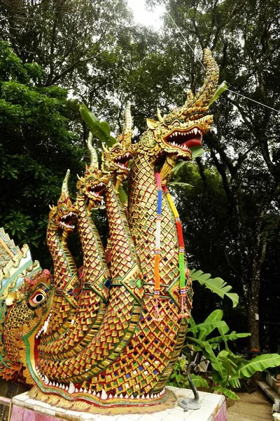 the dragon statue in the temple of the city of thailand