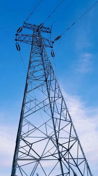 electrical lines, high voltage tower, electricity transmission and sky