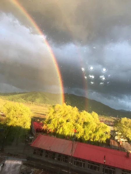 rainbow in the night sky