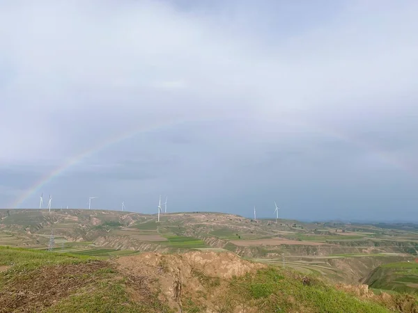 scenic landscape, alternative power technology. electricity wind turbines generator