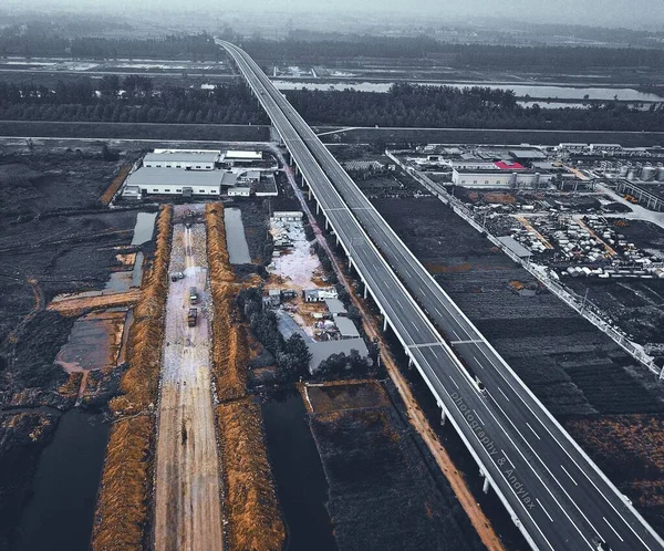 aerial view of the railway station in the city