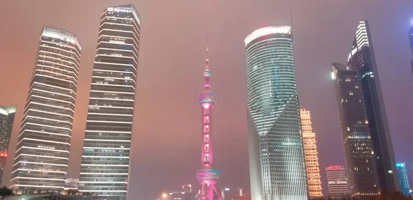 shanghai lujiazui financial district at night