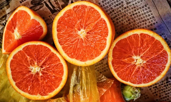 close up of fresh red grapefruit