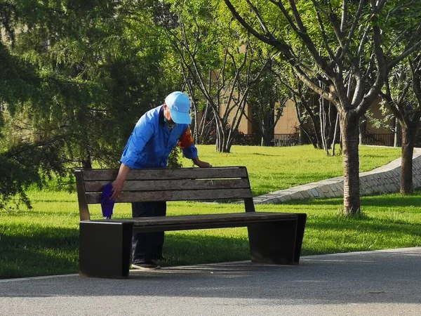 man sitting on bench in park