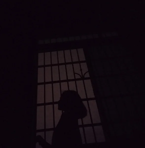 silhouette of a man in a black dress