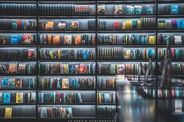 library interior with books and other elements.