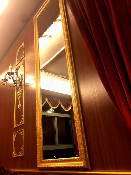 interior of the room with curtains