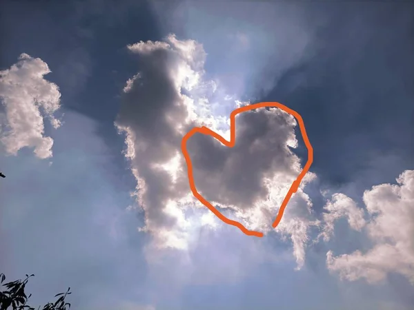 heart shape with cloud and sky background