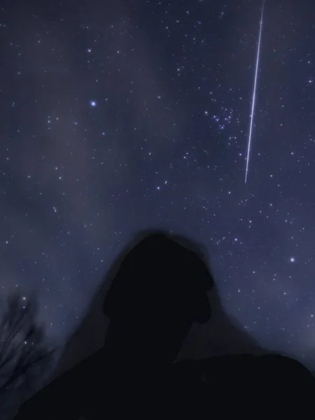 silhouette of a man in a night sky