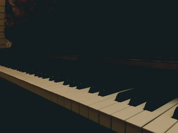 piano keyboard with a black background