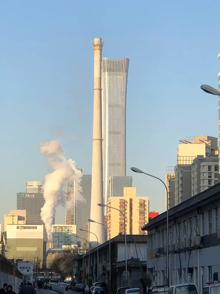 industrial factory, smoke and chimney, power plant, pollution