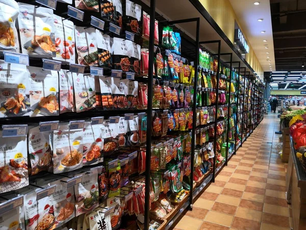 interior of a supermarket with a variety of food