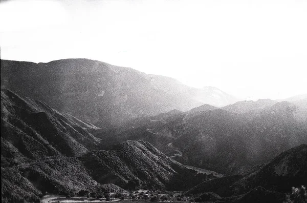 black and white photo of the mountain