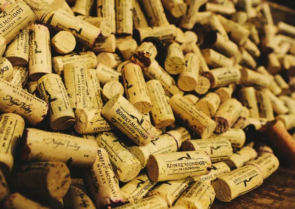 wooden corks and cork background