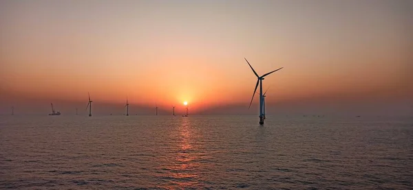 wind turbines on the sea coast