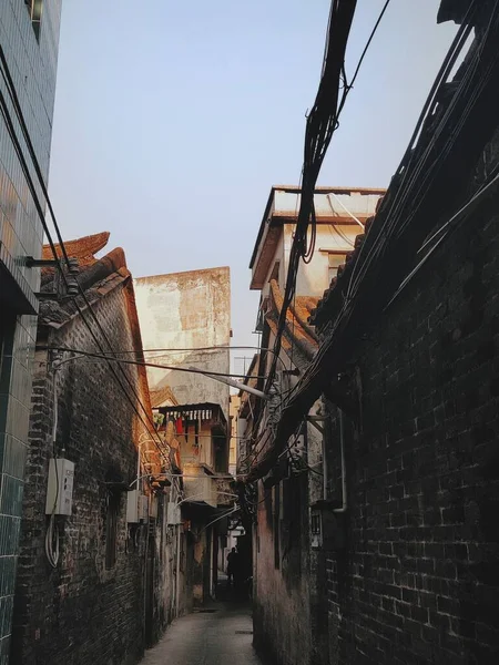old street in the city of the most polluted towns in the morning