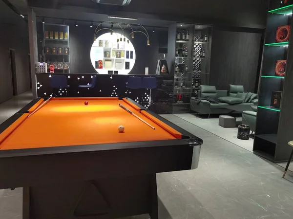 interior of a modern billiard room