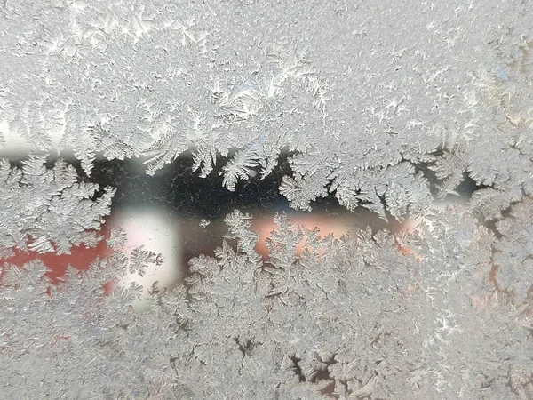 frosty glass with snow on window