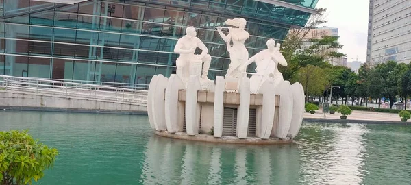 singapore, china-june 27, 2018: the fountain of the city of barcelona