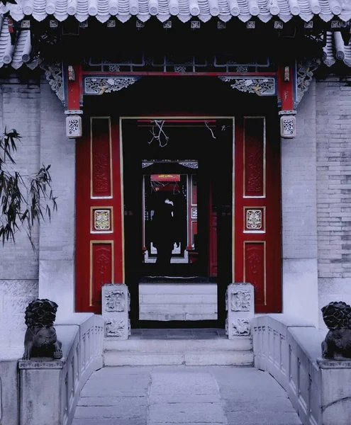 the old wooden door in the city of china